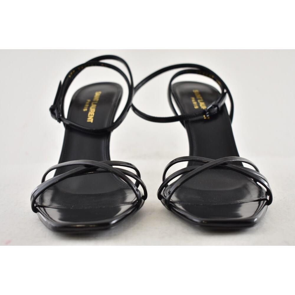 Saint Laurent Opyum 85 Black YSL Logo Heel Pump Ankle Strap Strappy Sandal 39.5 - Picture 10 of 16